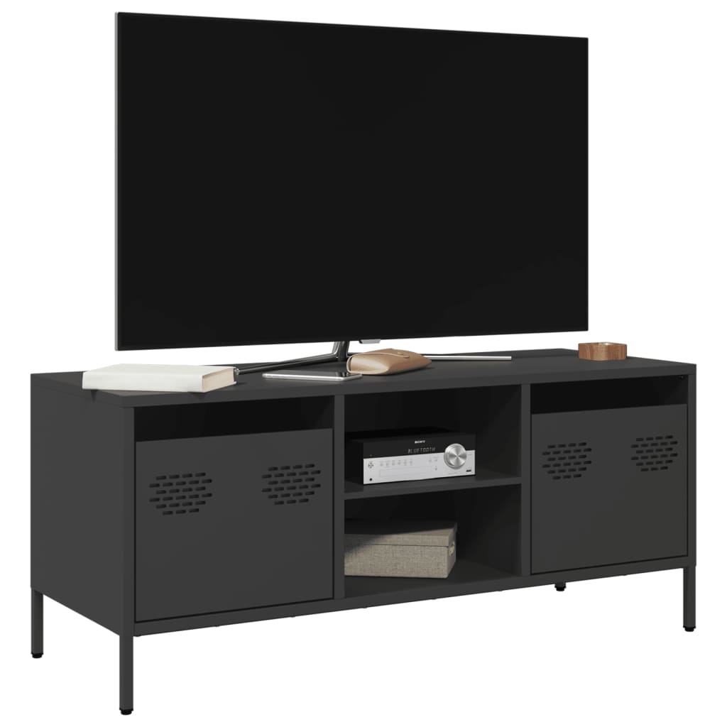 VidaXL Tv-meubel 101,5x39x43,5 cm koudgewalst staal zwart