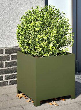 VidaXL Plantenbakken 2 st 40x40x40 cm staal olijfgroen