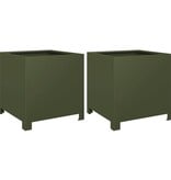 VidaXL Plantenbakken 2 st 40x40x40 cm staal olijfgroen
