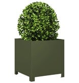 VidaXL Plantenbakken 2 st 40x40x40 cm staal olijfgroen