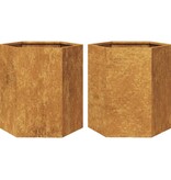 VidaXL Plantenbakken 2 st zeshoek 46x40x45 cm weervast staal