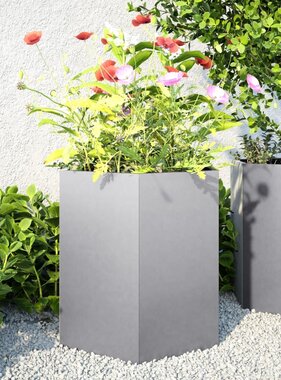 VidaXL Plantenbakken 2 st zeshoek 46x40x45 cm gegalvaniseerd staal