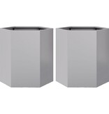 VidaXL Plantenbakken 2 st zeshoek 46x40x45 cm gegalvaniseerd staal