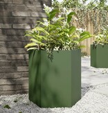 VidaXL Plantenbak zeshoek 46x40x45 cm staal olijfgroen
