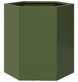 VidaXL Plantenbak zeshoek 46x40x45 cm staal olijfgroen