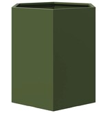 VidaXL Plantenbak zeshoek 46x40x45 cm staal olijfgroen
