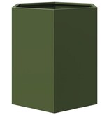 VidaXL Plantenbak zeshoek 46x40x45 cm staal olijfgroen