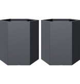 VidaXL Plantenbakken 2 st zeshoek 46x40x45 cm staal antracietkleurig