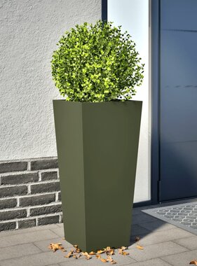 VidaXL Plantenbak 35x35x75 cm staal olijfgroen