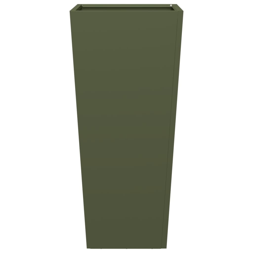 VidaXL Plantenbak 35x35x75 cm staal olijfgroen