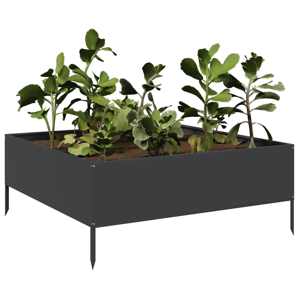 VidaXL Plantenbak verhoogd 100x100x25 cm staal zwart
