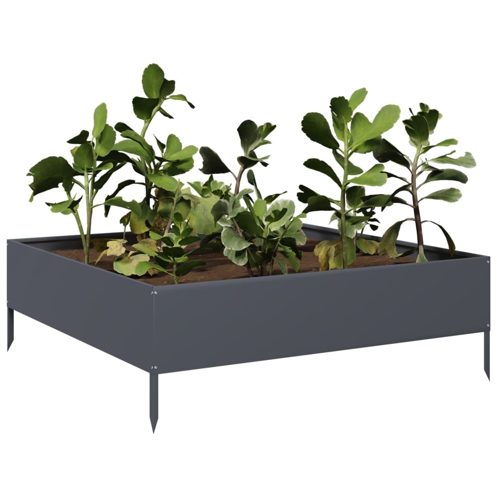 VidaXL Plantenbak verhoogd 100x100x33,5 cm staal antracietkleurig