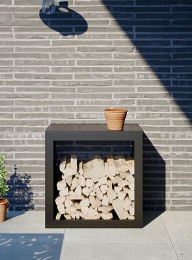 VidaXL Haardhoutrek 60x40x60 cm staal zwart