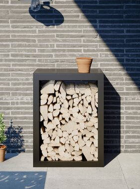 VidaXL Haardhoutrek 60x40x80 cm staal zwart