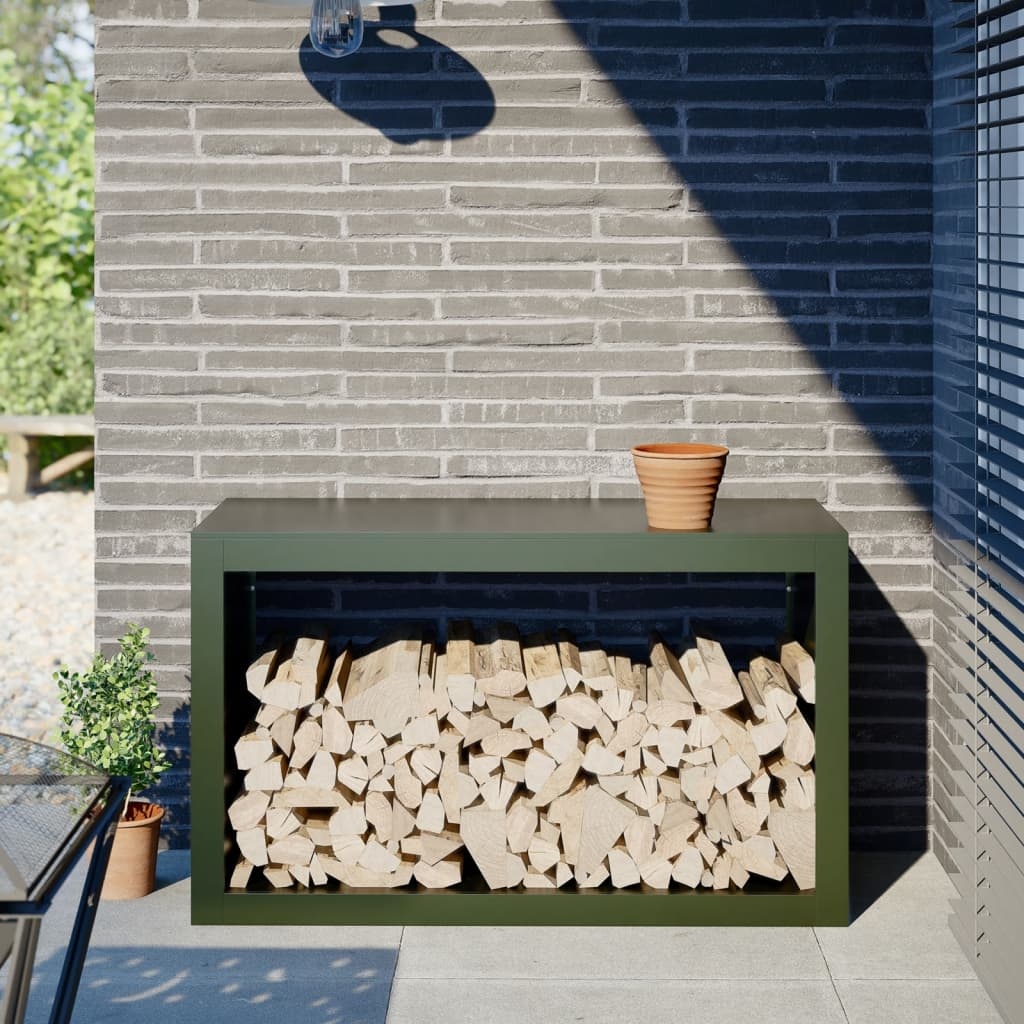 VidaXL Haardhoutrek 100x40x60 cm staal groen