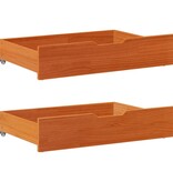 VidaXL Bedlades 2 st 80x55x17 massief grenenhout wasbruin