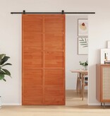 VidaXL Schuifdeur 100x208 cm massief grenenhout wasbruin
