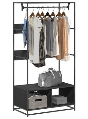 VidaXL Kledingkast 90x50x180 cm bewerkt hout zwart