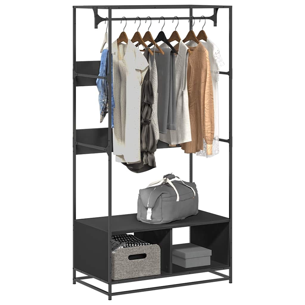 VidaXL Kledingkast 90x50x180 cm bewerkt hout zwart