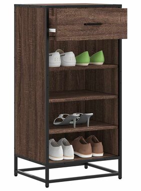 VidaXL Schoenenrek 48x38x97,5 cm bewerkt hout bruin eikenkleurig