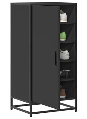 VidaXL Schoenenrek 48x38x97,5 cm bewerkt hout zwart