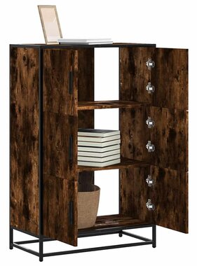 VidaXL Hoge kast 68x35x106,5 cm bewerkt hout en metaal gerookt eiken