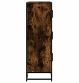 VidaXL Hoge kast 68x35x106,5 cm bewerkt hout en metaal gerookt eiken