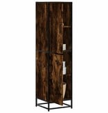 VidaXL Hoge kast 35,5x35x139 cm bewerkt hout en metaal gerookt eiken