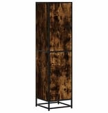 VidaXL Hoge kast 35,5x35x139 cm bewerkt hout en metaal gerookt eiken