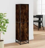 VidaXL Hoge kast 35,5x35x139 cm bewerkt hout en metaal gerookt eiken