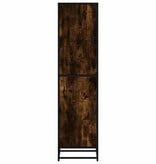 VidaXL Hoge kast 35,5x35x139 cm bewerkt hout en metaal gerookt eiken