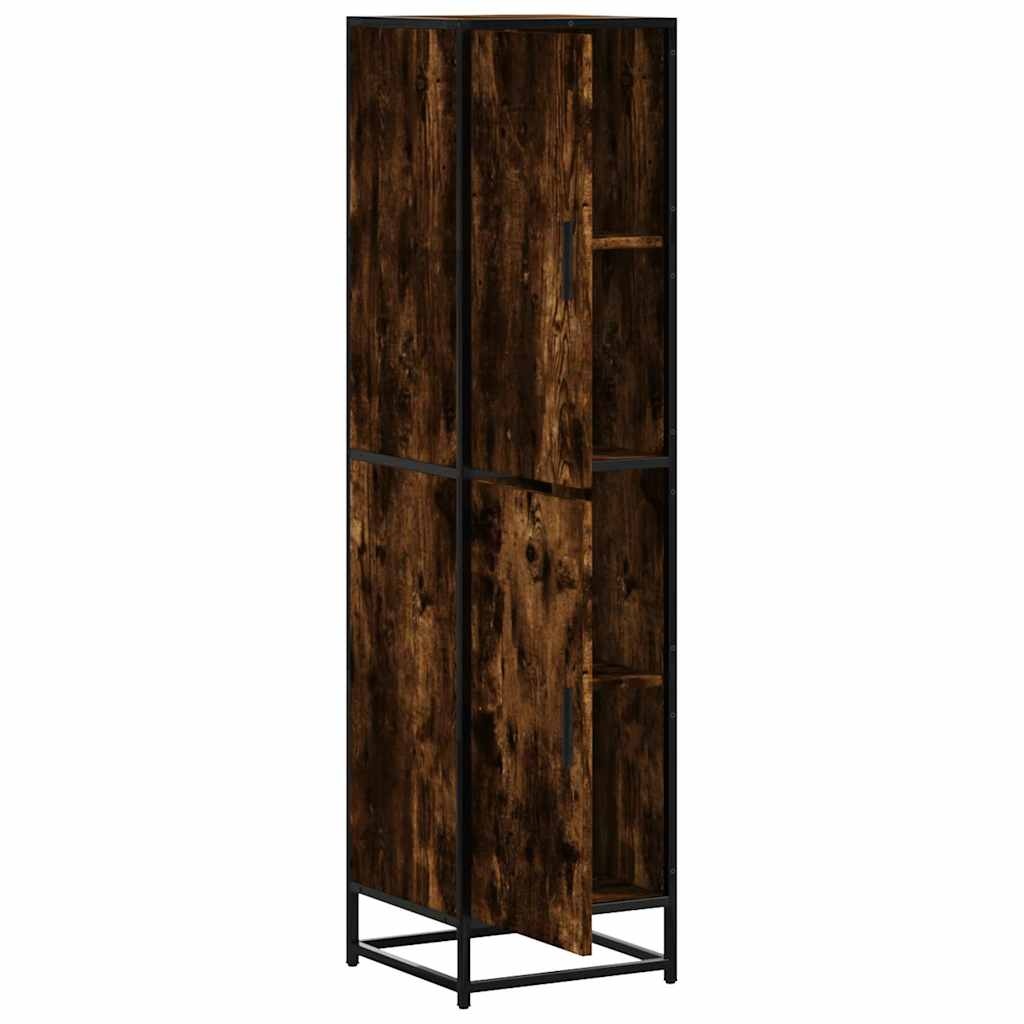 VidaXL Hoge kast 35,5x35x139 cm bewerkt hout en metaal gerookt eiken