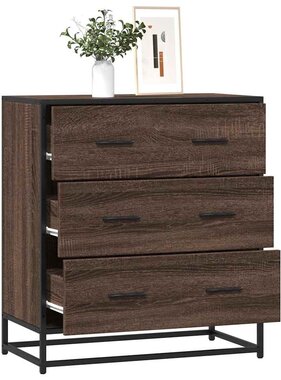 VidaXL Dressoir 68x35x76 cm bewerkt hout en metaal bruin eikenkleur