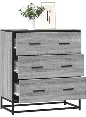 VidaXL Dressoir 68x35x76 cm bewerkt hout en metaal grijs sonoma