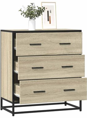 VidaXL Dressoir 68x35x76 cm bewerkt hout en metaal sonoma eikenkleur