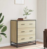 VidaXL Dressoir 68x35x76 cm bewerkt hout en metaal sonoma eikenkleur
