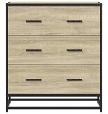 VidaXL Dressoir 68x35x76 cm bewerkt hout en metaal sonoma eikenkleur