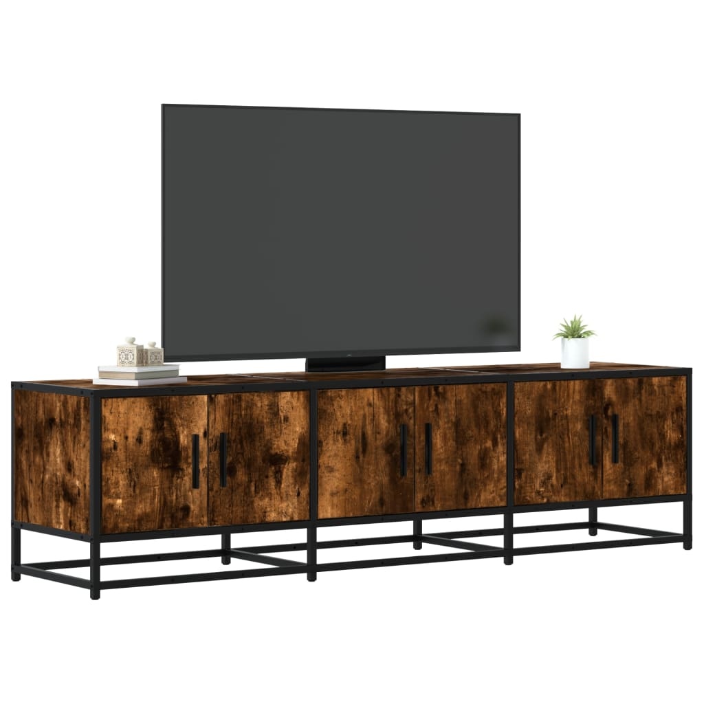 VidaXL Tv-meubel 150x35x41 cm bewerkt hout metaal gerookt eikenkleurig
