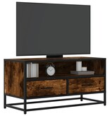 VidaXL Tv-meubel 80x34,5x40cm bewerkt hout metaal gerookt eikenkleurig