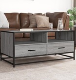 VidaXL Salontafel 100x50x45 cm bewerkt hout en metaal grijs sonoma