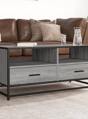 VidaXL Salontafel 100x50x45 cm bewerkt hout en metaal grijs sonoma