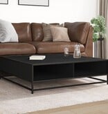 VidaXL Salontafel 100x100x30 cm bewerkt hout en metaal zwart