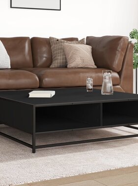VidaXL Salontafel 100x100x30 cm bewerkt hout en metaal zwart