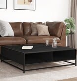 VidaXL Salontafel 100x100x30 cm bewerkt hout en metaal zwart
