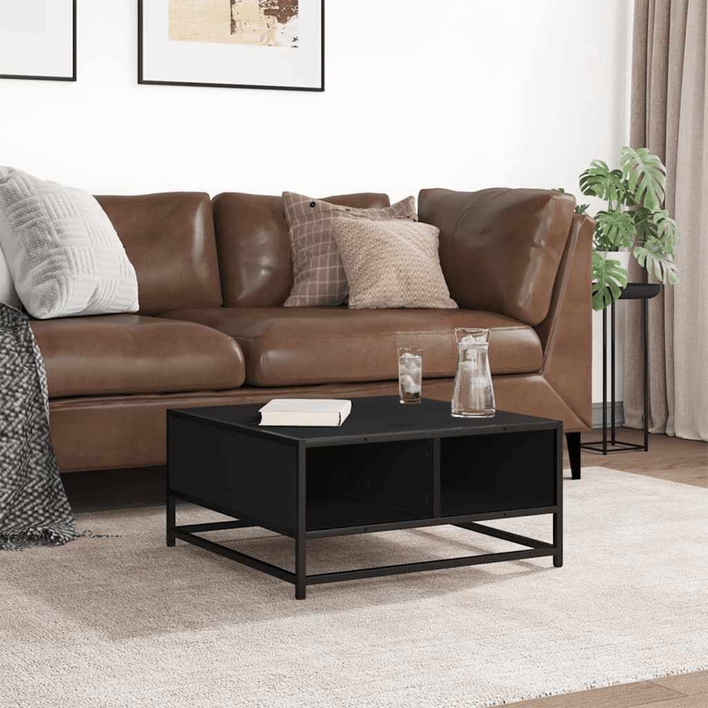 VidaXL Salontafel 60,5x60,5x30 cm bewerkt hout en metaal zwart