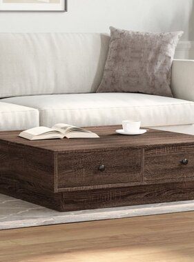 VidaXL Salontafel 90x90x28 cm bewerkt hout bruin eikenkleur