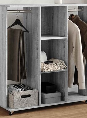 VidaXL Kledingkast met wielen 102x38x110 cm hout grijs sonoma eiken