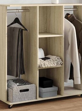 VidaXL Kledingkast met wielen 102x38x110 cm bewerkt hout sonoma eiken