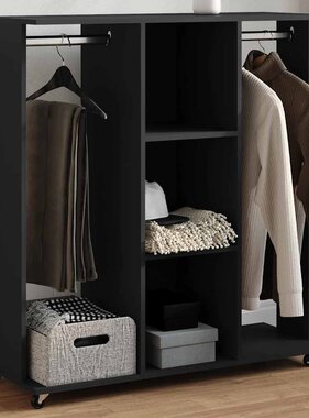 VidaXL Kledingkast met wielen 102x38x110 cm bewerkt hout zwart