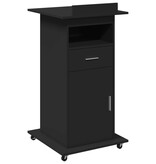 VidaXL Lessenaar met wielen en lade 55x55x107 cm bewerkt hout zwart